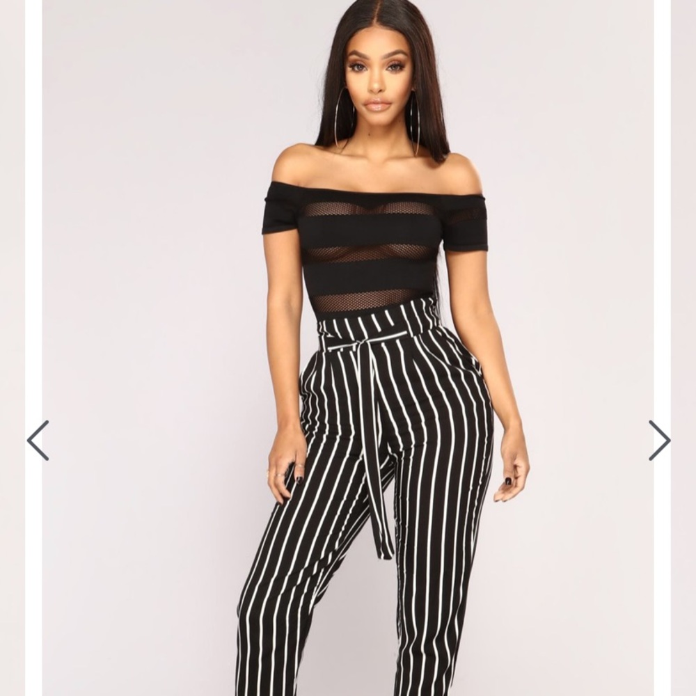 Off the shoulder mesh body suit